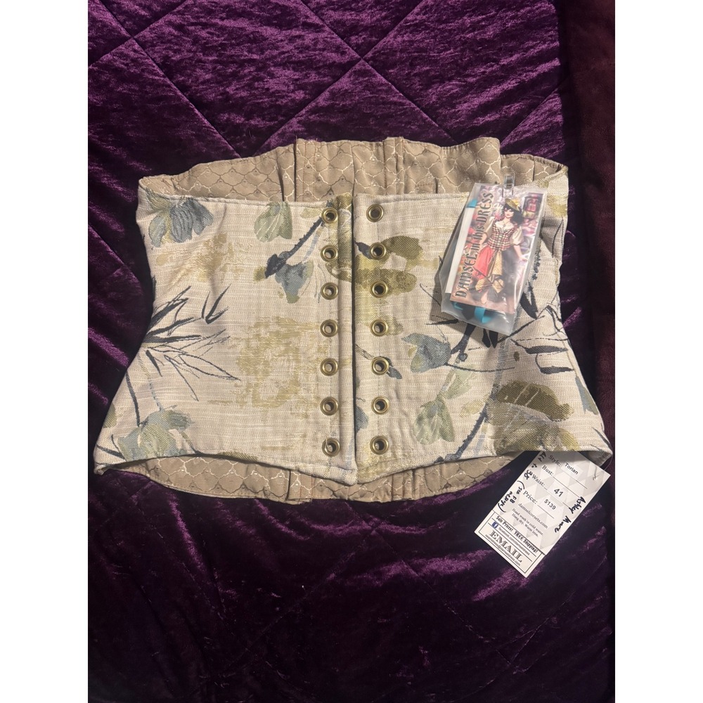 Damsel in this Dress Torian Corset Floral Reversible Handmade Waist Cincher L/XL
